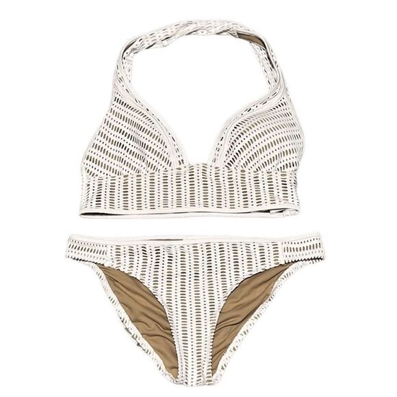 Bar III Crochet Longline Halter & Bikini Bottoms Set - Picture 2 of 11